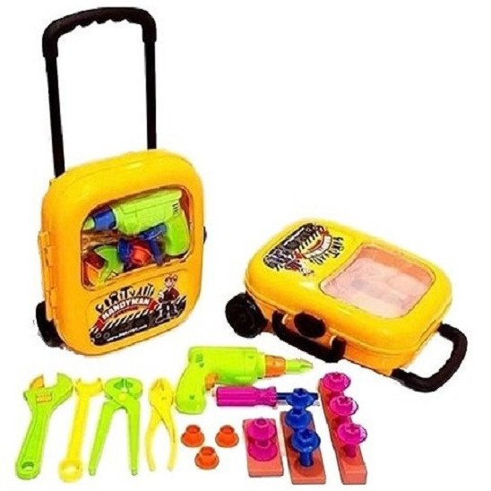 ست اسباب بازی ابزار نجاری مدل چمدانی چرخ دار