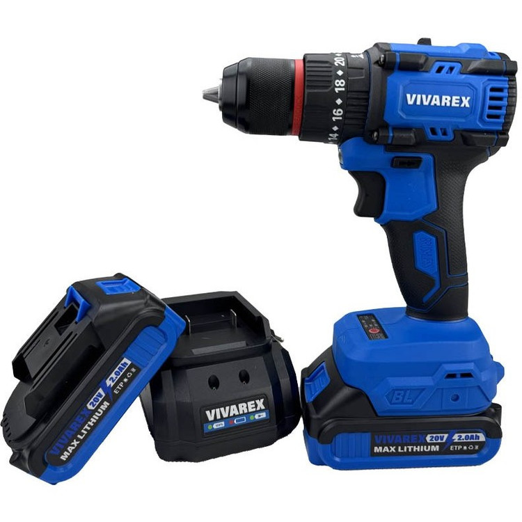 دریل شارژی ویوارکس مدل VR2010V-IBL موتور براشلس ۲۰ ولت با دو باتری