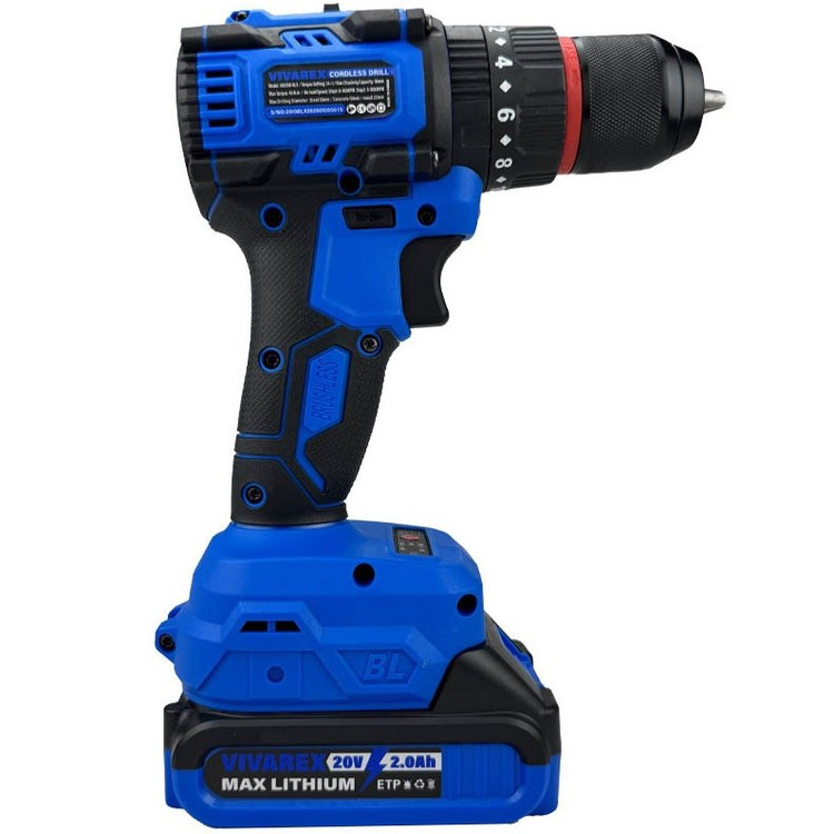 دریل شارژی ویوارکس مدل VR2010V-IBL موتور براشلس ۲۰ ولت با دو باتری