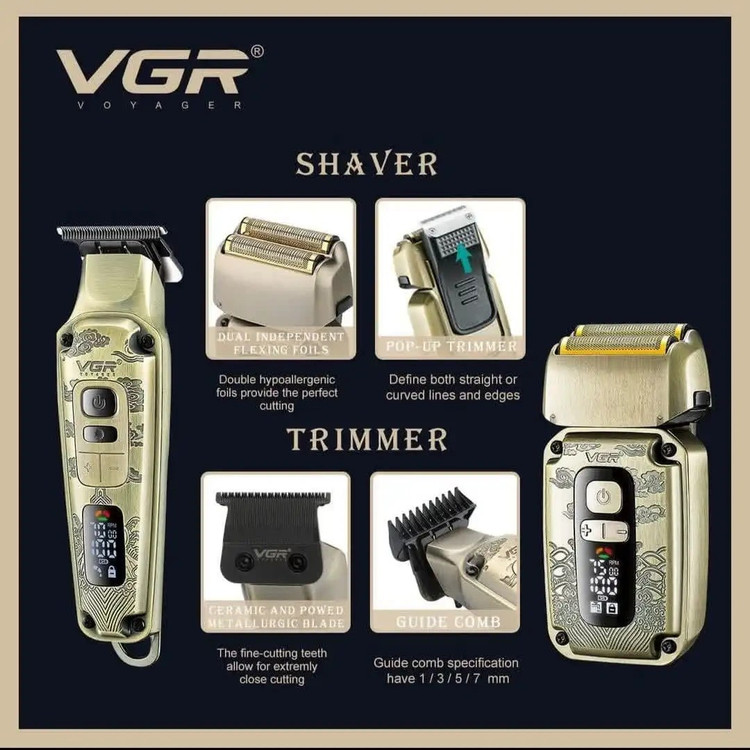 ماشین اصلاح وی جی آر مدل V641 با تکنولوژی برش مستقیم و ضد آب