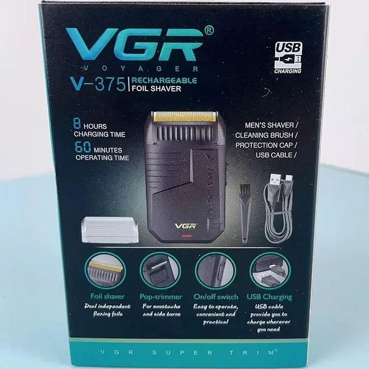ماشین اصلاح وی جی آر مدل V-375 با تکنولوژی برش مستقیم و تیغه استیل ضد زنگ