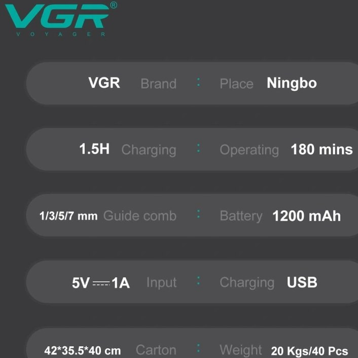 ماشین اصلاح وی جی آر مدل V-949 با تکنولوژی برش مستقیم و ضد آب