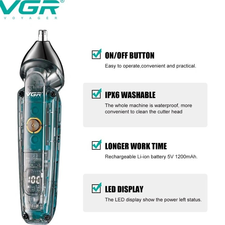 ماشین اصلاح وی جی آر مدل V-949 با تکنولوژی برش مستقیم و ضد آب