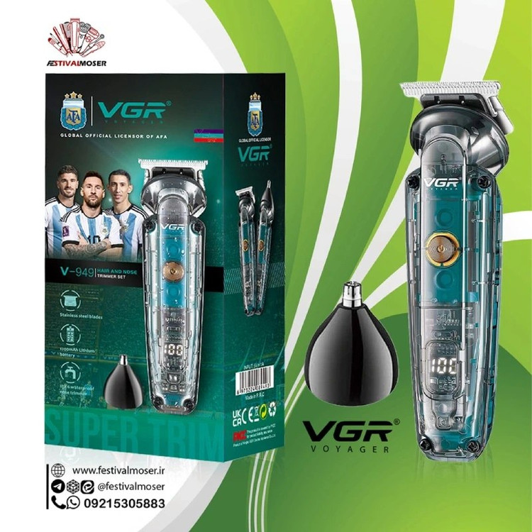 ماشین اصلاح وی جی آر مدل V-949 با تکنولوژی برش مستقیم و ضد آب